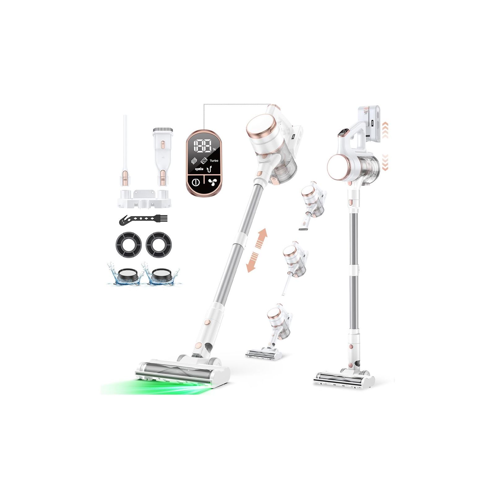 掃除機 コードレス サイクロン【2026新生活応援！130KPa超強力吸引・業界初自走式・AI自動検知】LUNINOコードレス掃除機 550WデュアルBLDC 70分連続稼働 自立式 大容量バッテリー 軽量 3段吸引 ダブルHEPA 絡まない 40d08931