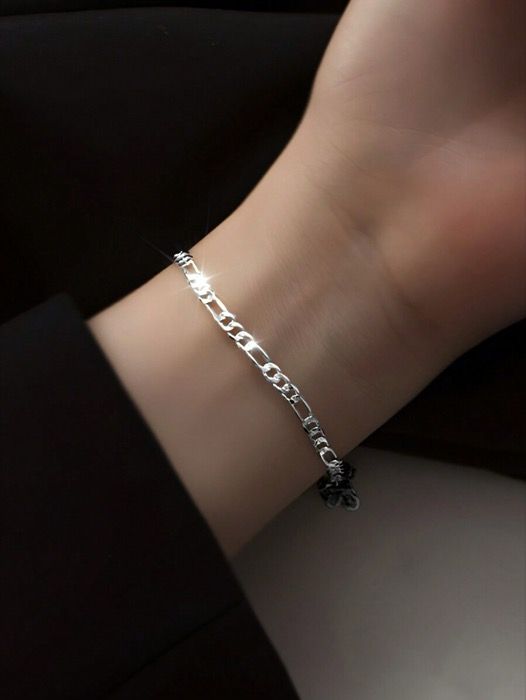 ジュエリー レディース ブレスレット 手作り S925スターリングシルバー幾何学チェーンブレスレット1個、ファッショナブルでエレガント、女性のデイリー、オフィス、パーティー着用に適しています