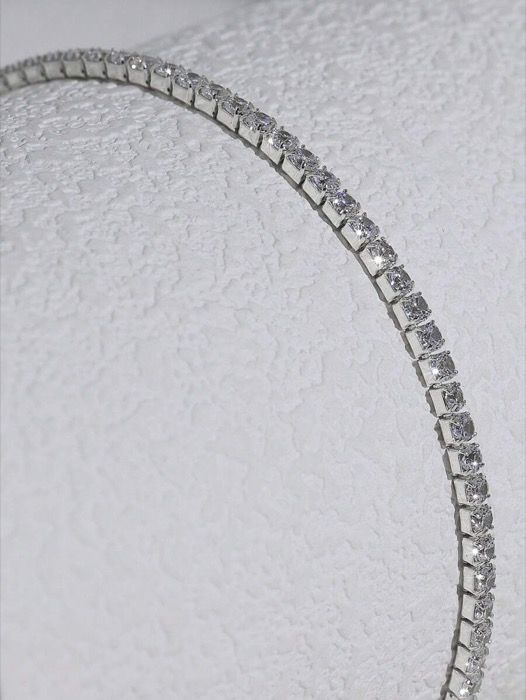 ジュエリー レディース ブレスレット 薄型ミニマリストデザインテニスブレスレット 0.1ct ダイヤ付き 925スターリングシルバー 腕飾り