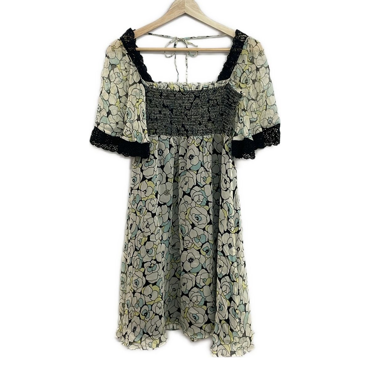 Grace Class(グレースクラス) ワンピース サイズ36 S レディース美品 - ライトピンク×黒×マルチ 半袖/ひざ丈/花柄