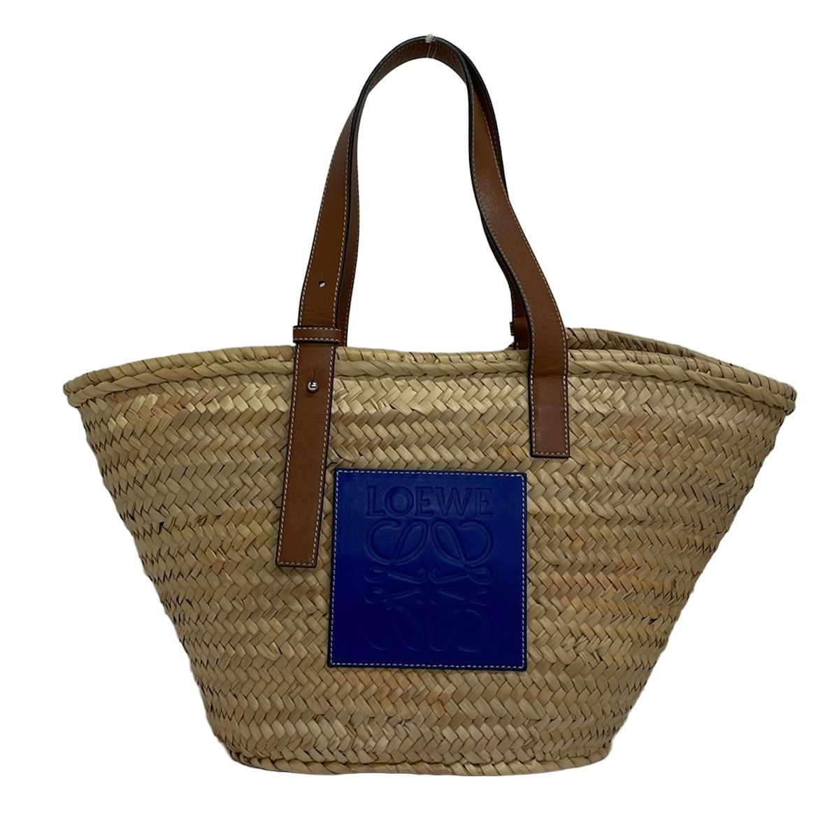 LOEWE(ロエベ) トートバッグ バスケット ベージュ×ダークブラウン×ネイビー かごバッグ レザー