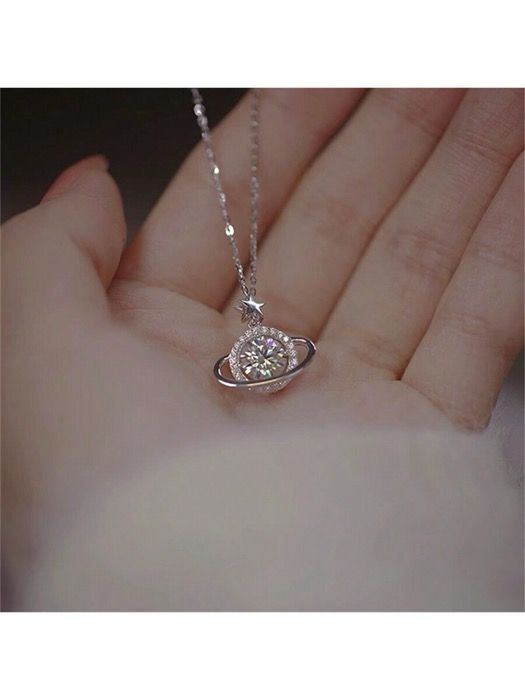 ジュエリー レディース ネックレス S925スターリングシルバーロマンチックなスター ネックレス、キラキラジルコニアストーン付き、女性のためのジュエリーギフト、カップル用