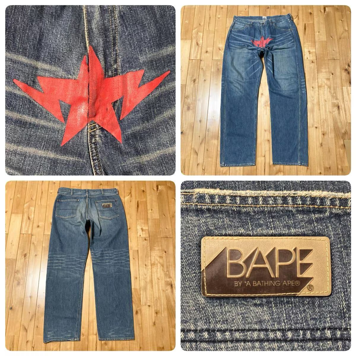 ★XXL★ BAPE TWIN STA Denim Pants a bathing ape BAPE STA デニム パンツ エイプ STAR ベイプ アベイシングエイプ NIGO nyi0