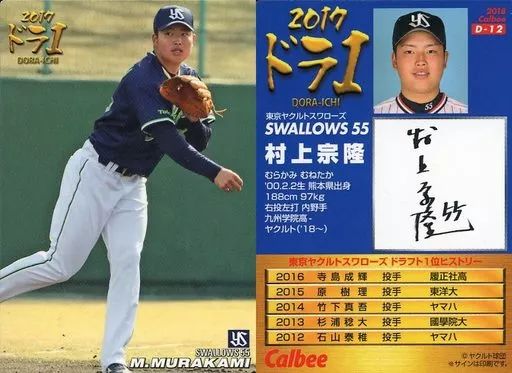 【中古】スポーツ D-12[ドラフト1位カード]：村上宗隆