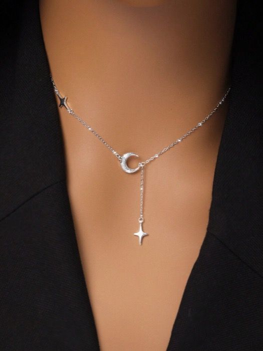 ジュエリー レディース ネックレス 1個 ハンドメイド 星月タッセル デザイン 925スターリングシルバー ペンダントネックレス、彼女、記念日、質の良い宝飾品ギフトボックス付き