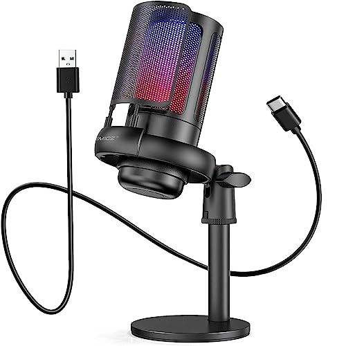 USB コンデンサーマイク ゲーミングマイク PC マイク RGBライティング 音量調節ミュートボタン ヘッドホン出力端子あり 単一指向性 プラグ＆プレイ YouTube Skype ゲーム実況 ライブ配信 在宅勤務 Windows/Mac/ 9957df62