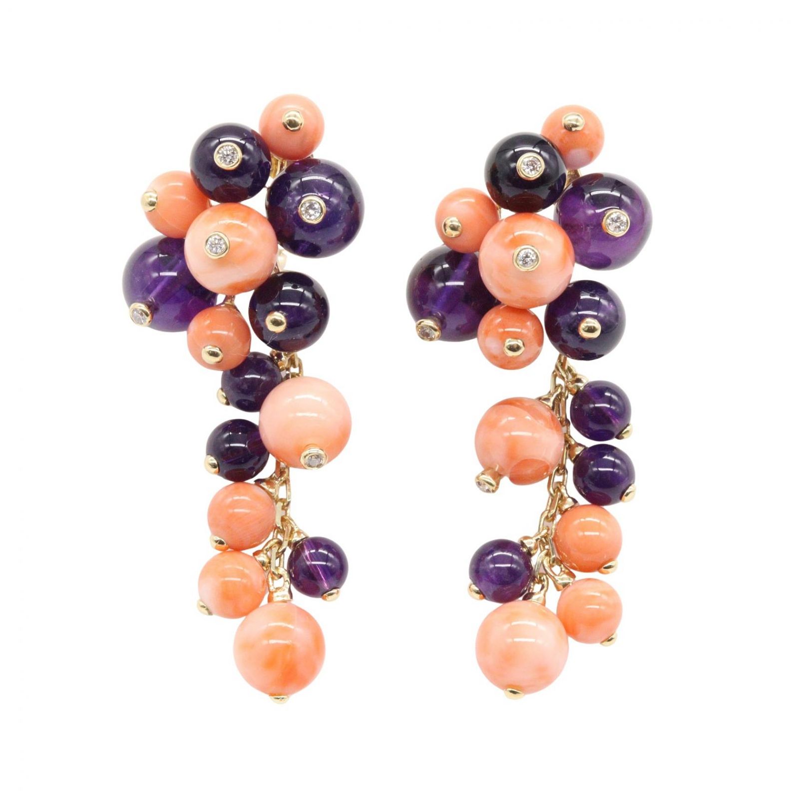 JEWELRY ジュエリー 珊瑚 アメシスト ダイヤモンド ピアス ピアス