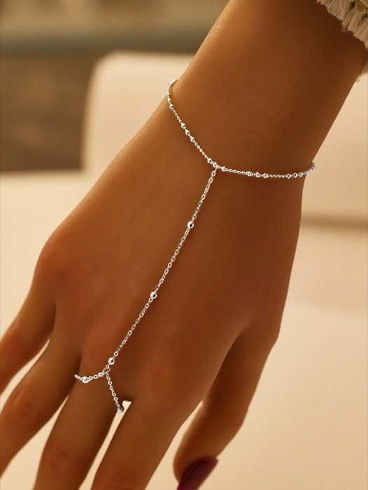 ジュエリー レディース ブレスレット 1個 925スターリングシルバー シンプル ビーズチェーン リングブレスレット