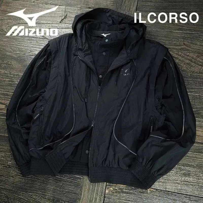 ミズノ X ILCORSO(イルコルソ) パイピング テック オーバーサイズ フード ウィンドブレーカー ジャケット M20536