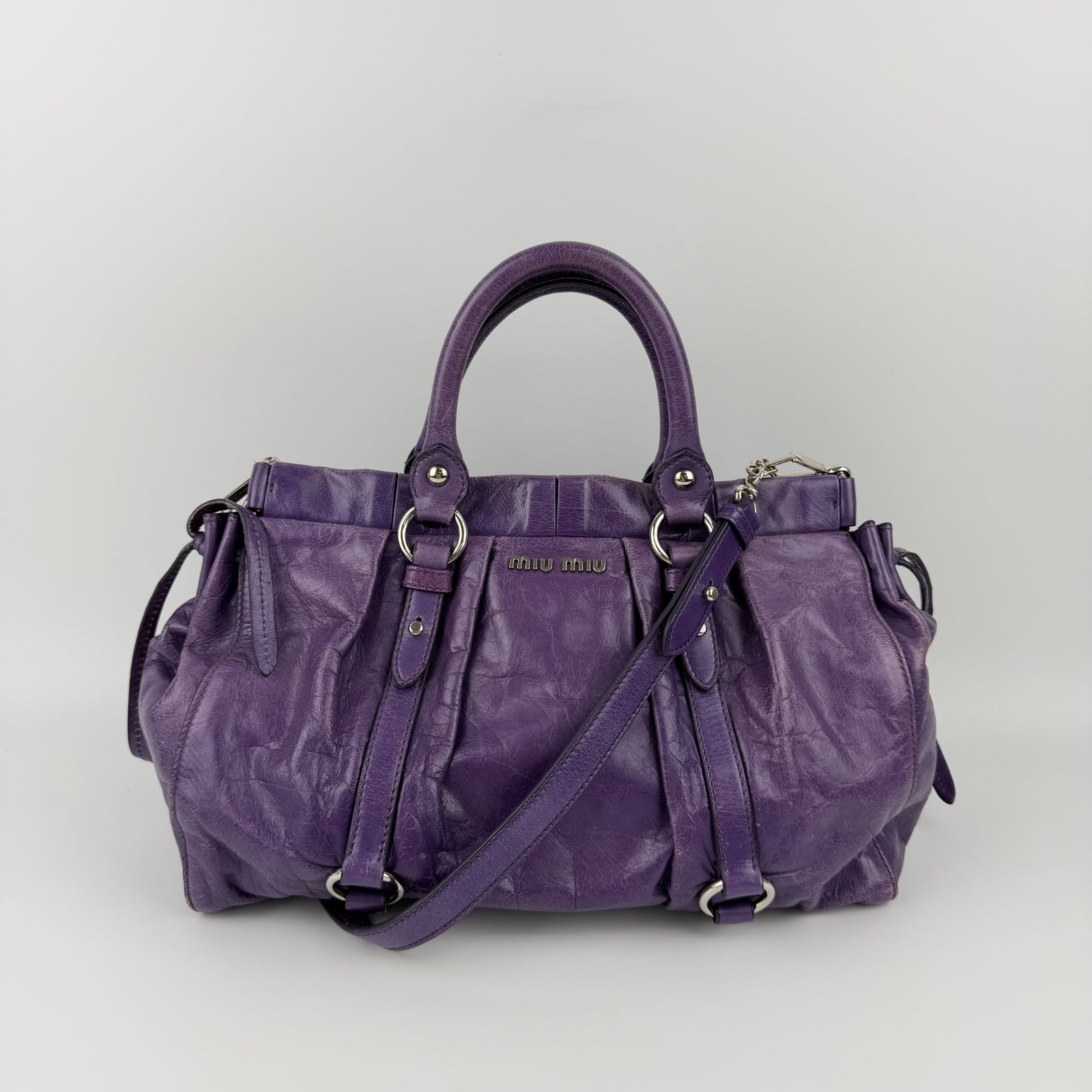 中古】MIU MIU ミュウミュウ ハンドバッグ ショルダーバッグ パープル