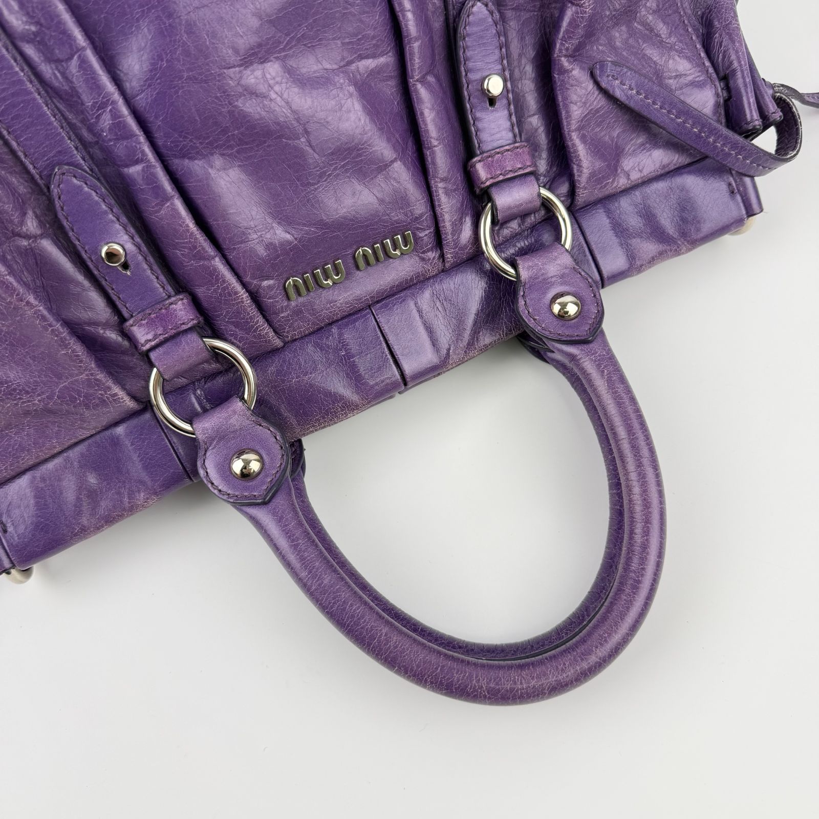 中古】MIU MIU ミュウミュウ ハンドバッグ ショルダーバッグ パープル