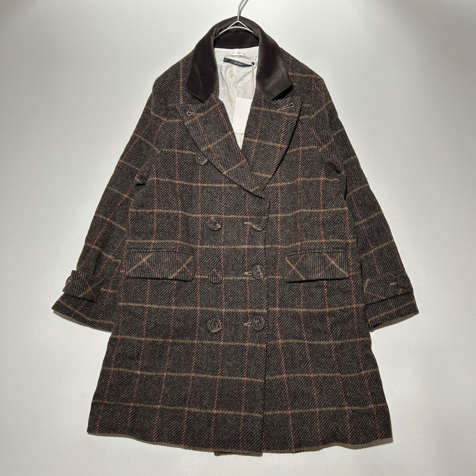 【未使用品】　ファーファー　fur fur　チェック　コート