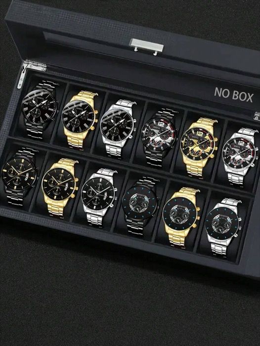 腕時計 メンズ セット 12点セット メンズファッションビジネス クォーツ 腕時計、ラウンドダイアル、合金ベルト、複数のパーツを組み合わせて自由にパーソナライズ、メンズ腕時計、誕生日ギフト、父の日ギフト、ホリデーギ