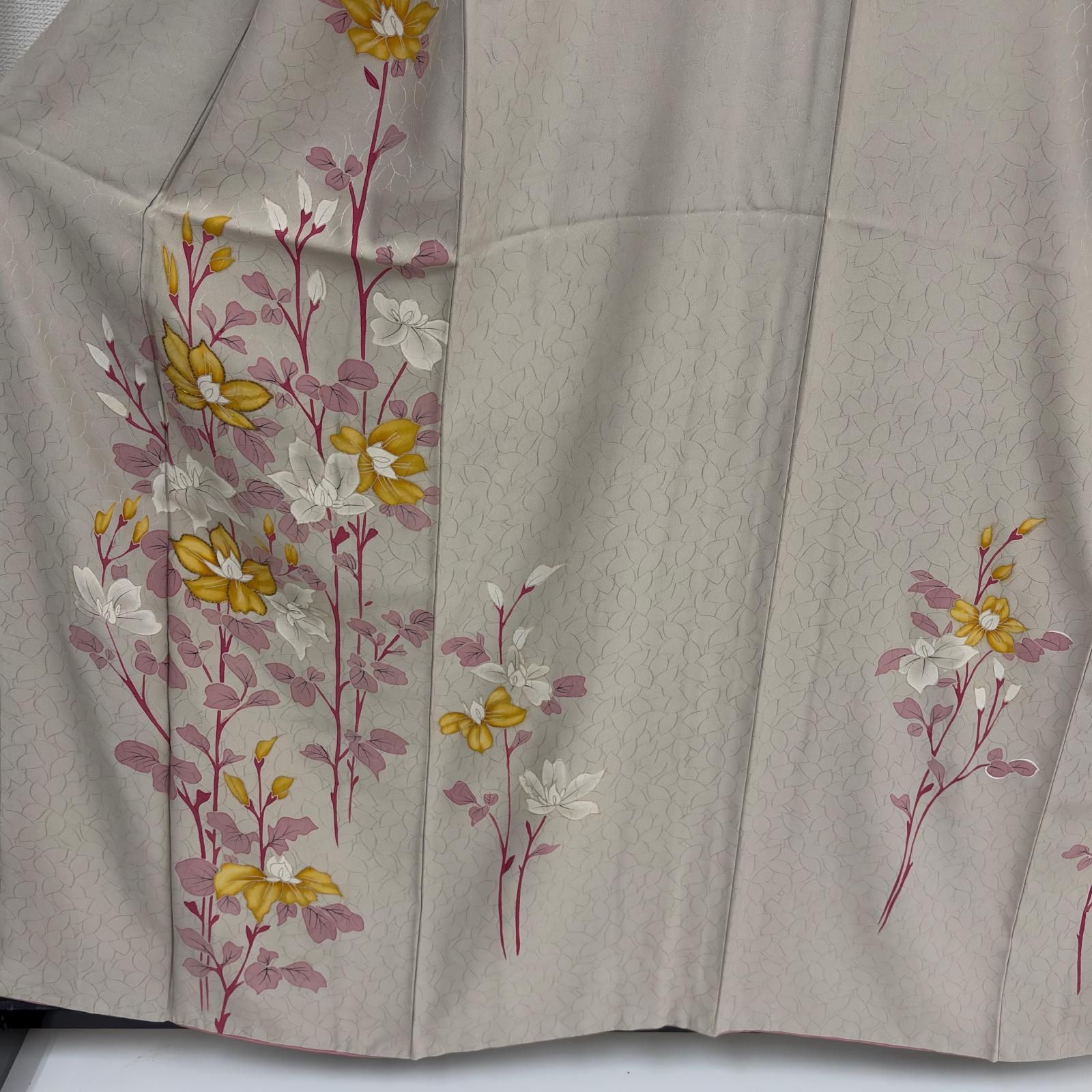 セミアンティーク付け下げ 正絹 素敵な染めの花 袷 着物 MK-7714