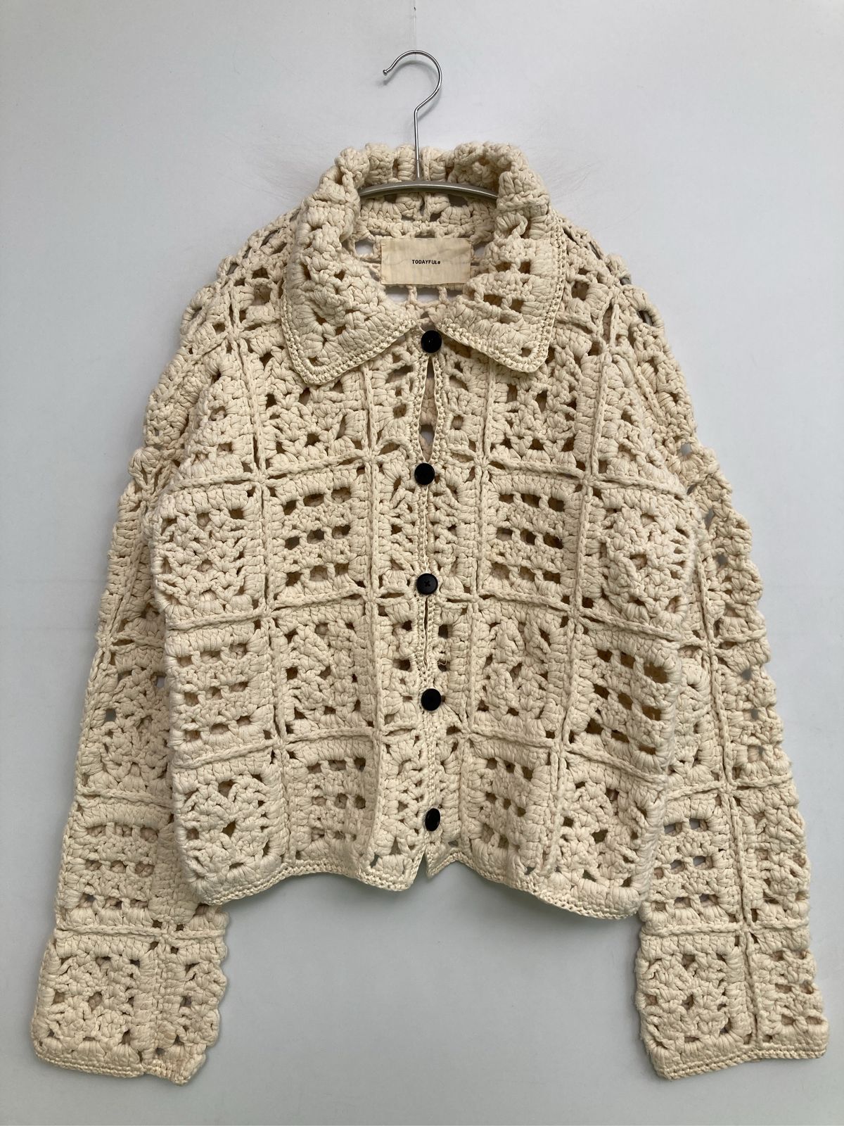TODAYFUL トゥデイフル カーディガン/ボレロ F アイボリー コットン ウール・ニット ナイロン ニット 無地 レース ショート丈 長袖