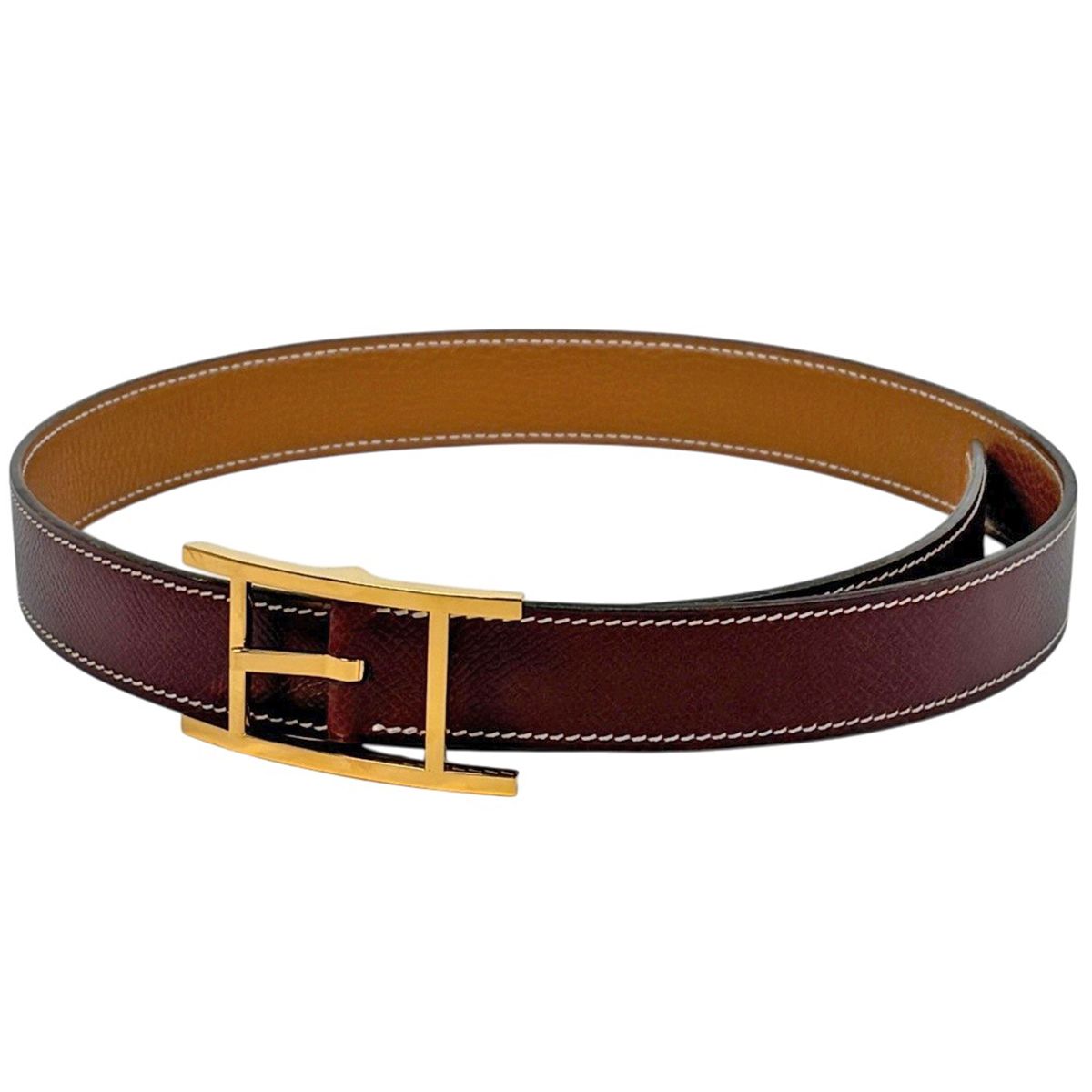 エルメス HERMES アピ リバーシブル ベルト □E ベルト レザー