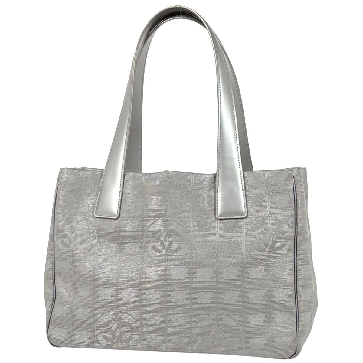 シャネル CHANEL ニュートラベルライン トートPM ココマーク ハンドバッグ ナイロンジャガード グレー A20457 8****** レディース 【中古】