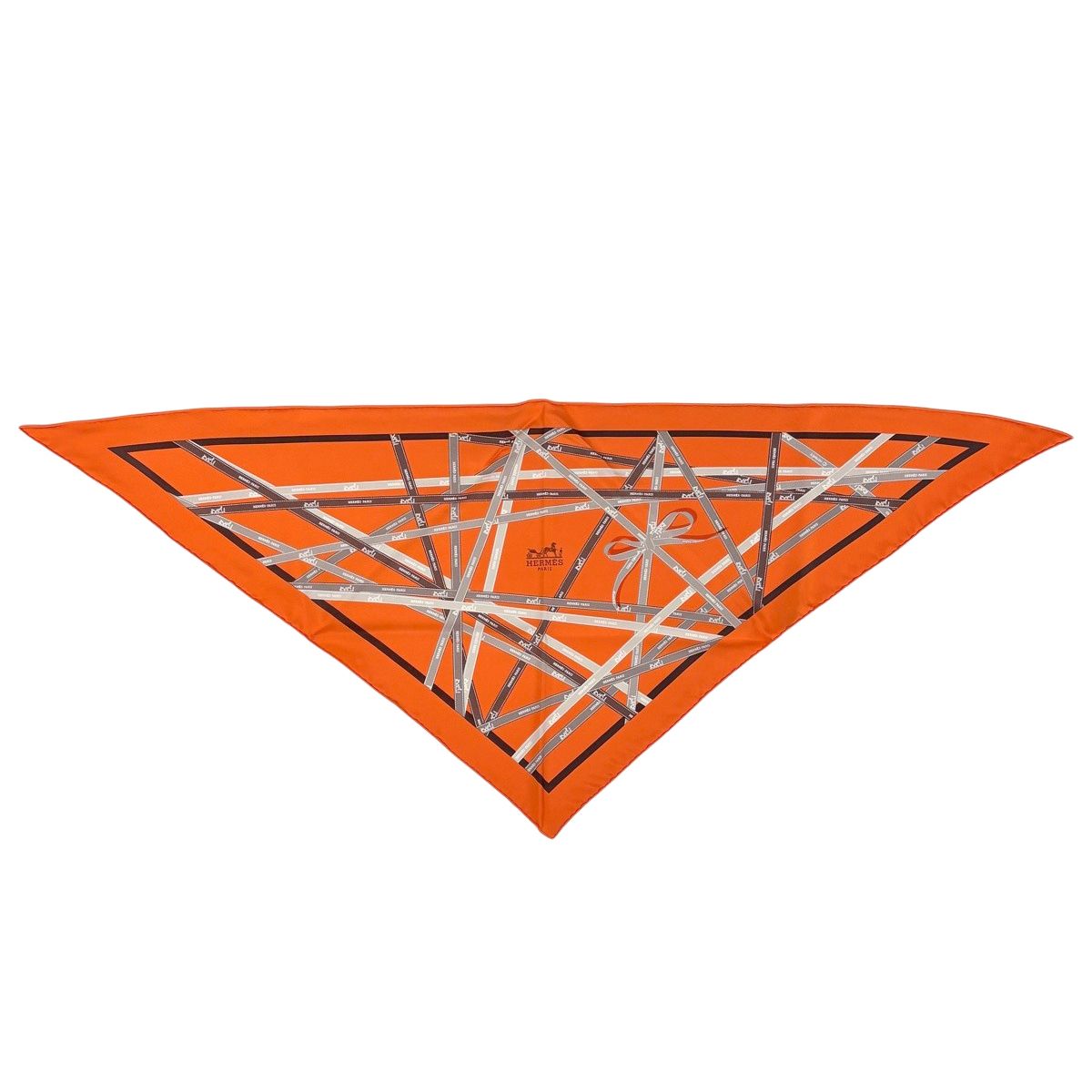 エルメス HERMES ボルデュック スカーフ トライアングル スカーフ シルク オレンジ レディース 【中古】