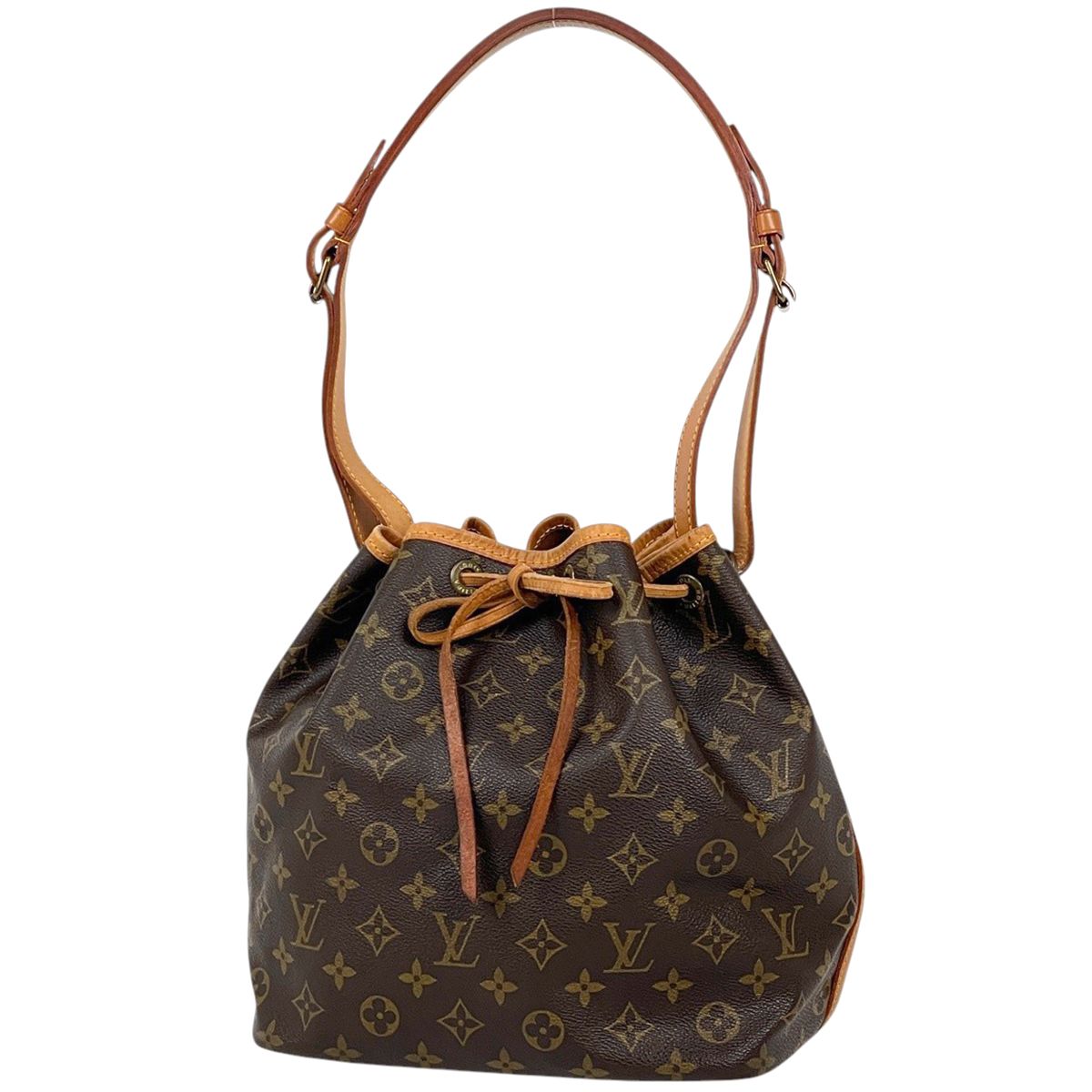 ルイ・ヴィトン Louis Vuitton プチ ノエ ワンショルダー 肩掛け 巾着型 ショルダーバッグ モノグラム ブラウン M42226 レディース 【中古】