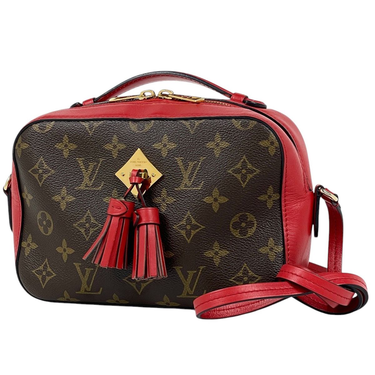 ルイ・ヴィトン Louis Vuitton サントンジュ 斜め掛け ショルダーバッグ モノグラム ブラウン コクリコ(レッド) M43556 レディース 【中古】 92,400円