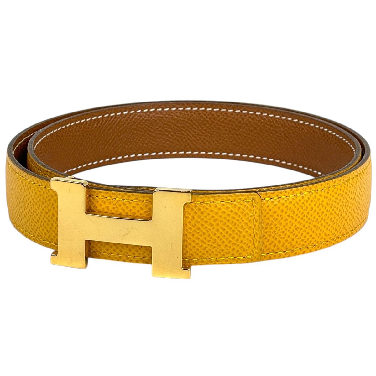 ★SALE【5od4350】エルメス ベルト コンスタンス Hベルト クシュベル イエロー ゴールド金具 〇Z刻印【中古】レディース エルメス HERMES コンスタンス リバーシブル Hベルト 〇Z刻印 ベルト