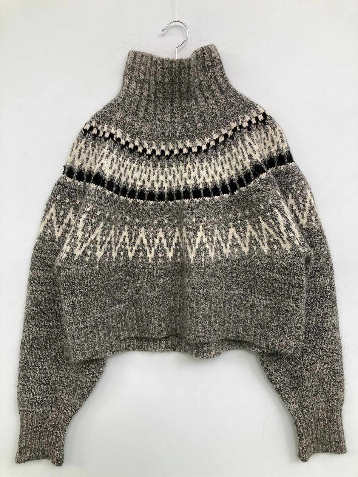 MIESROHE ミースロエ ニット/セーター ONE SIZE グレー ナイロン ウール・ニット その他総柄 ショート丈 長袖 タートルネック/ハイネック
