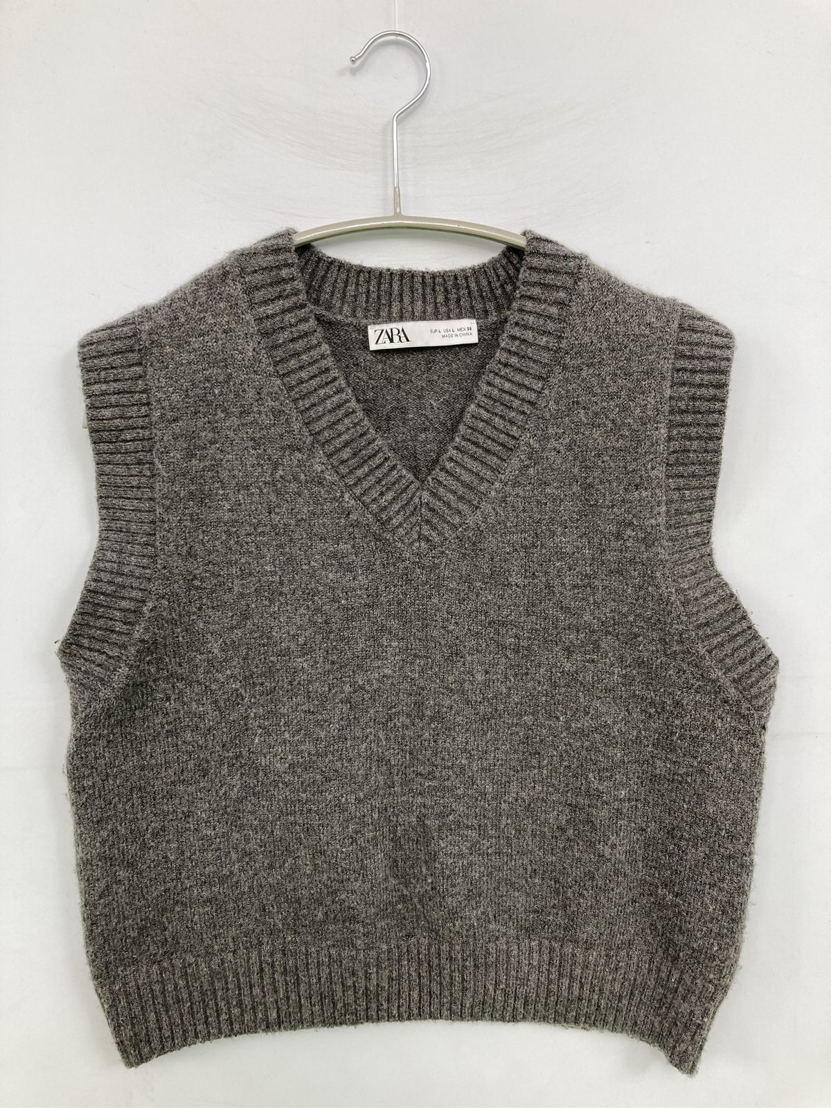 ZARA ザラ ベスト USA L グレー 無地-卸売 国内正規品