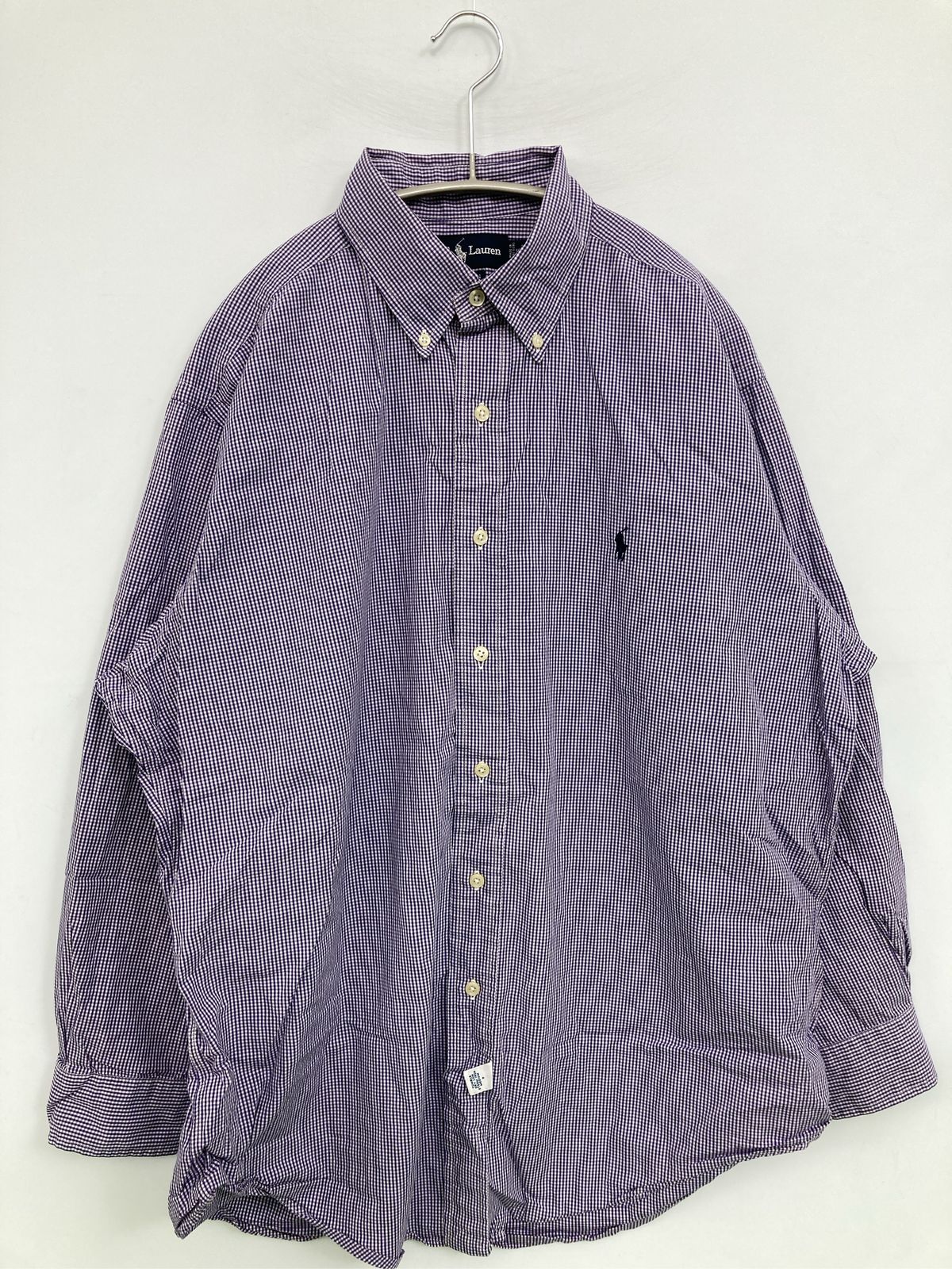 Ralph Lauren ラルフローレン シャツ/ブラウス 16 32/33 ブルー コットン チェック柄 ワンポイント ミドル丈 長袖 ボタンダウン