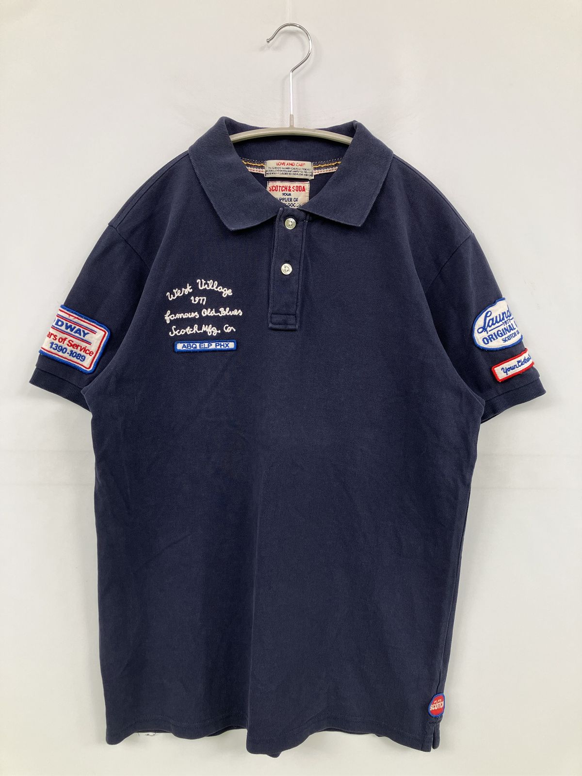 SCOTCH&SODA スコッチアンドソーダ ポロシャツ ネイビー バックプリント ワンポイント 刺繍 半袖