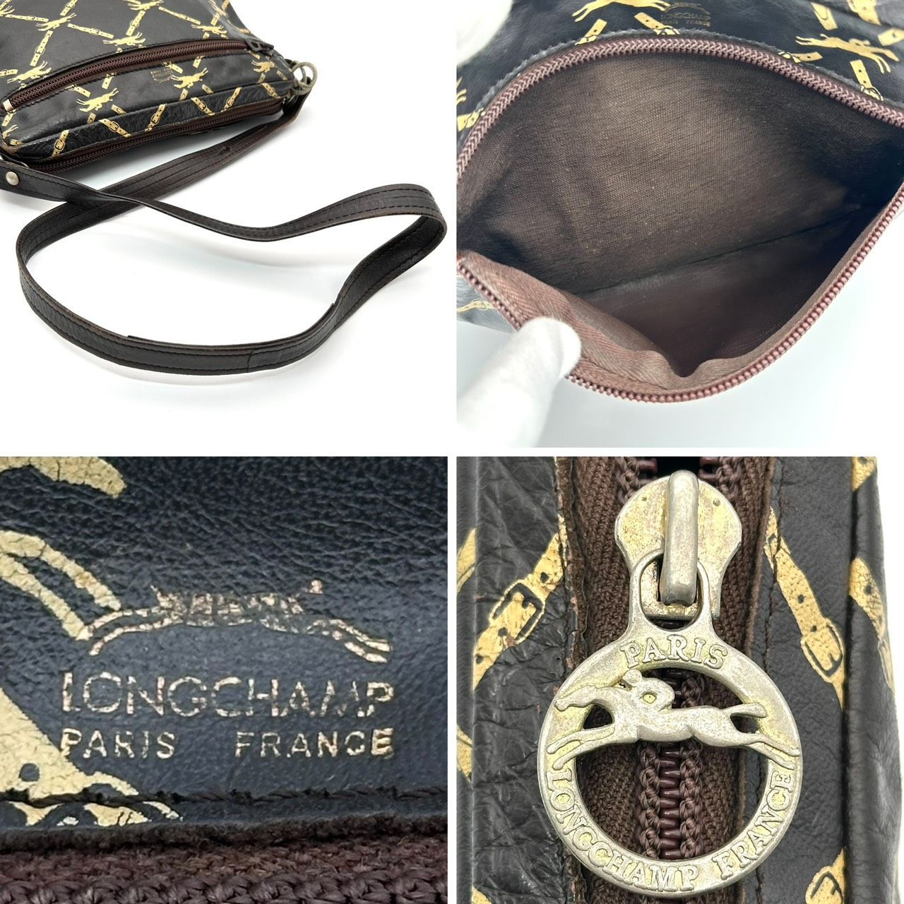 B5404】 Longchamp ロンシャン ショルダーバッグ レザー ダーク 