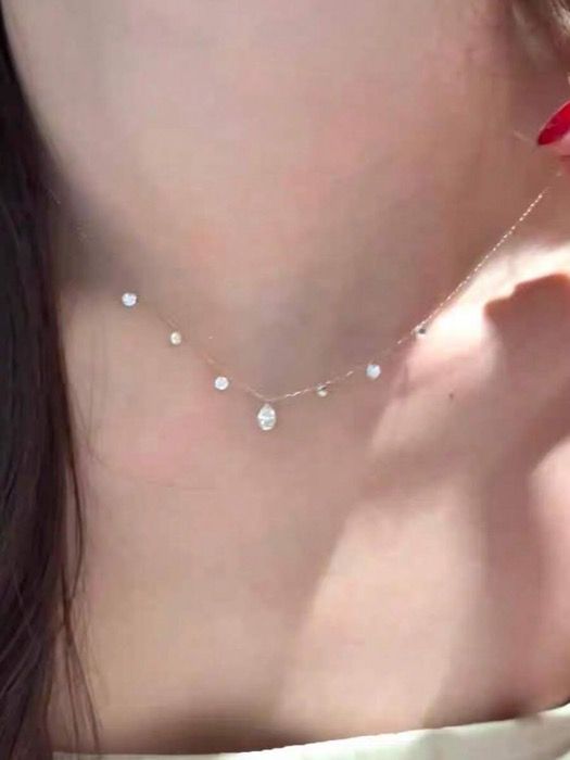 ジュエリー レディース ネックレス 1個 水滴ジルコニアペンダントキャンディーチェーン、S925純銀ロングタッセルチェーン幾何学的シェイプのキャンディーチェーン、シンプルでエレガント、女性の日常通勤に適し、ギフトに