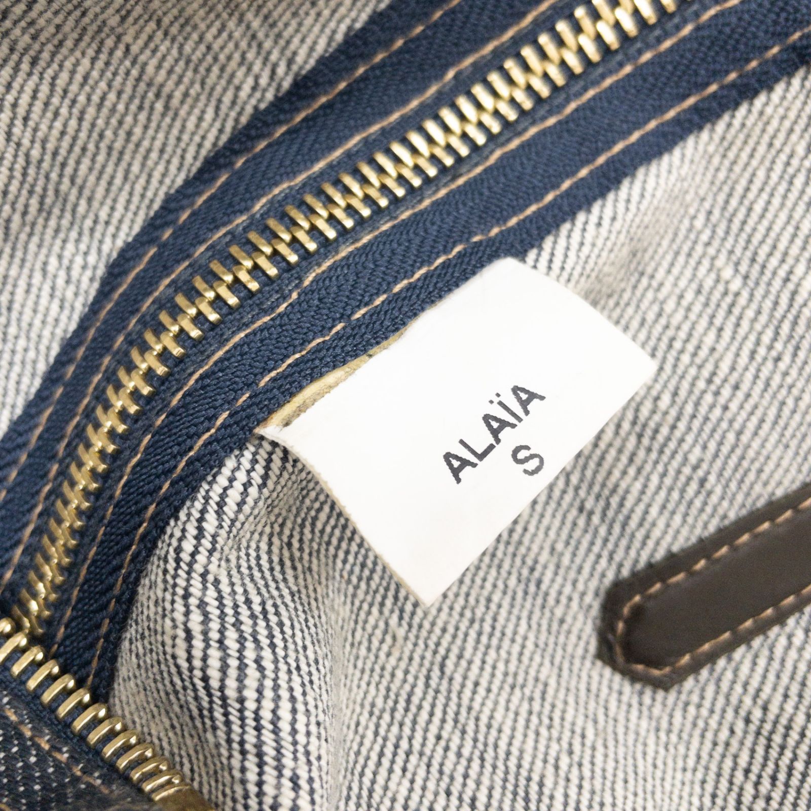 ALAIA アライア デニムスカート レザー ジップ ペプラム コットン 