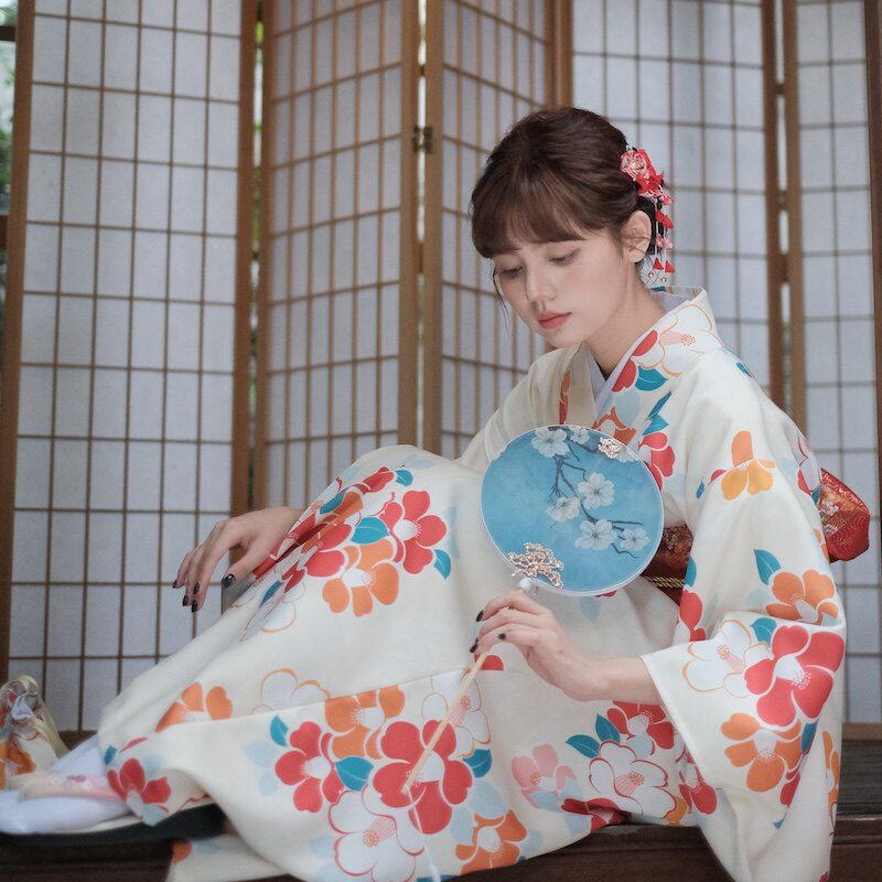 浴衣 花柄 大人可愛い 花火大会 夏祭り 撮影用 SNSで話題 おしゃれ 帯・インナーなし