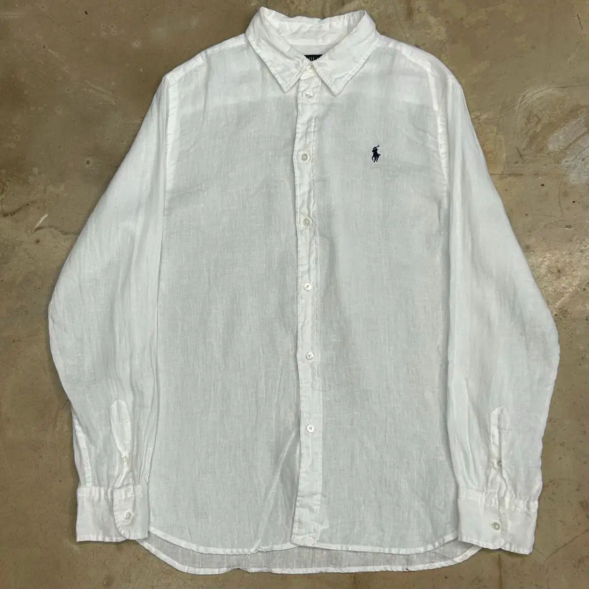 ポロ ラルフローレン リラックスド フィット White リネン シャツ M