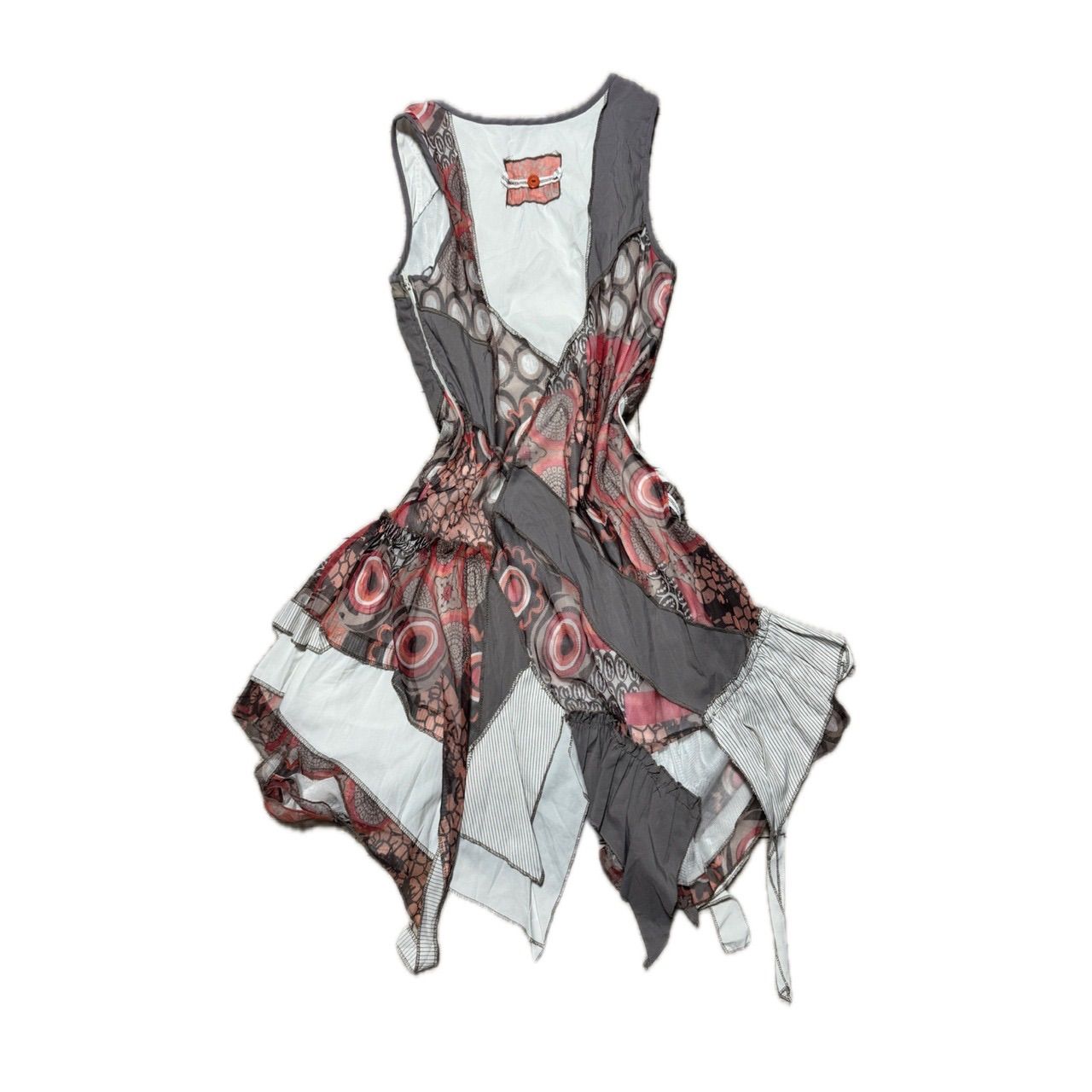 Patchwork Pattern Sleeveless Asymmetric Dress パッチワークパターンノースリーブアシンメトリーワンピース
