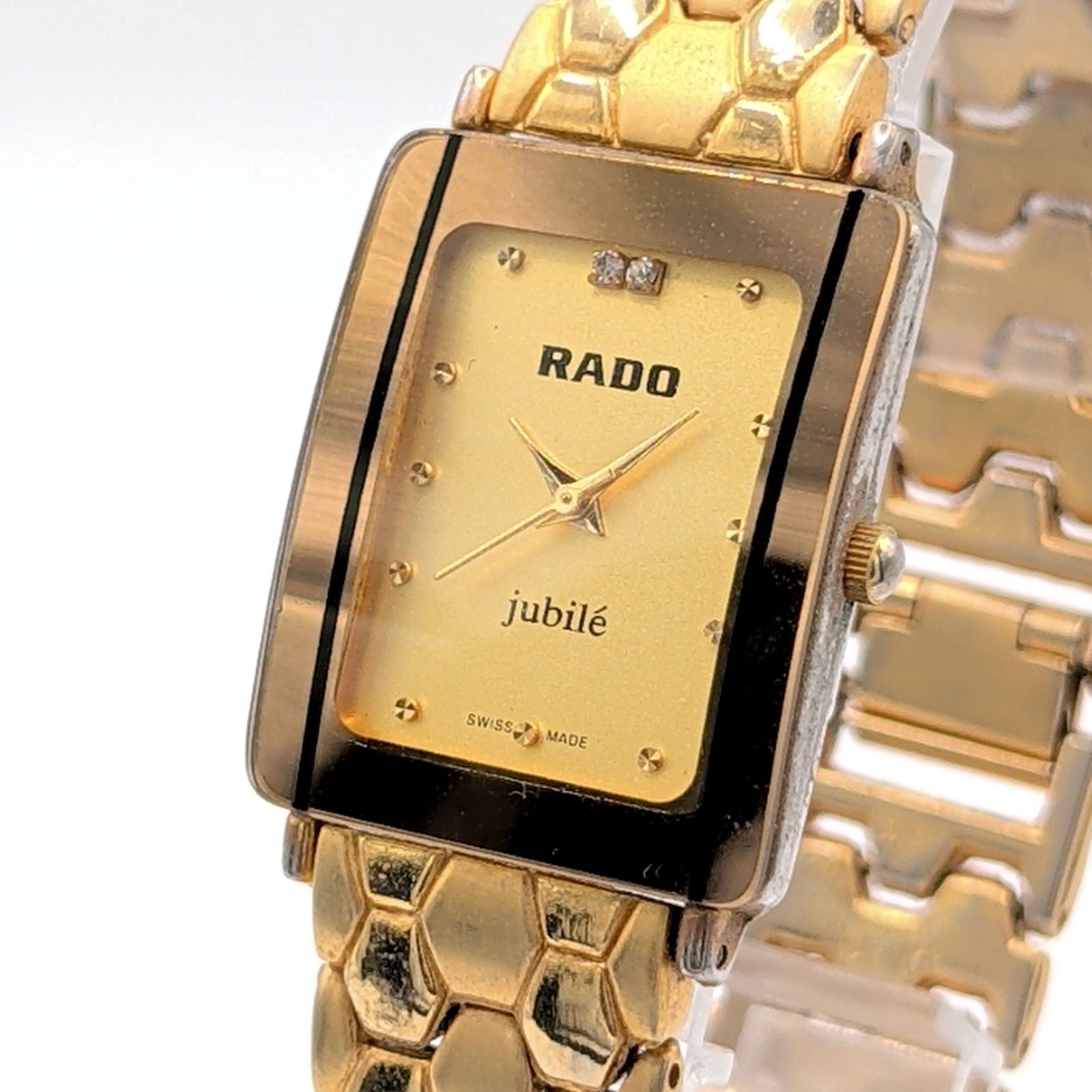 RADO Watch Quartz Ladies Gold Gold dial Square Stones Y2K 00S ラドー 時計 クオーツ レディース ゴールド ラウンド ゴールド文字盤 スクエア ストーン ヴィンテージ 不動品 9,120円