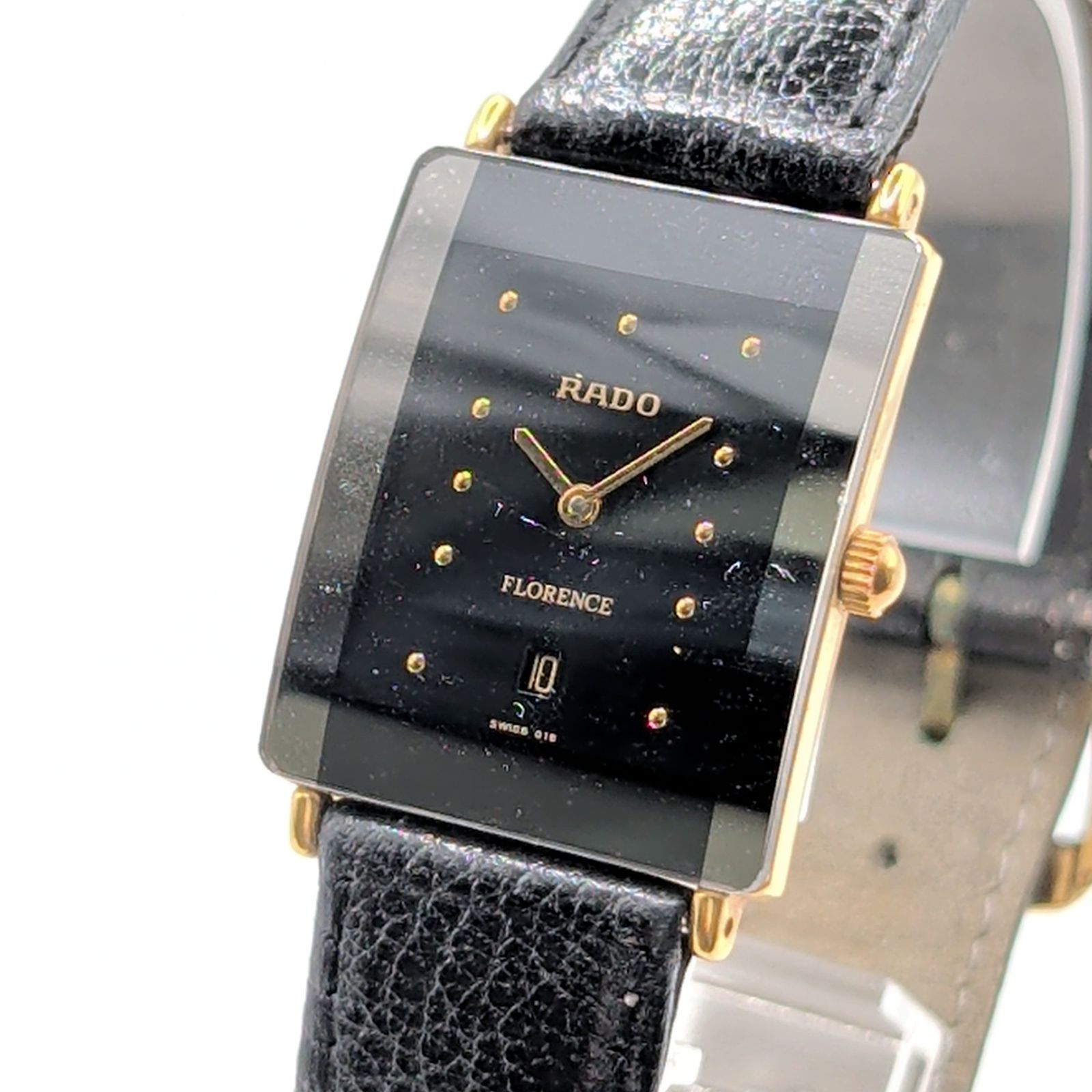 RADO FLORENCE 160.3605.2 Watch QZ Ladies Square Gold Black dial