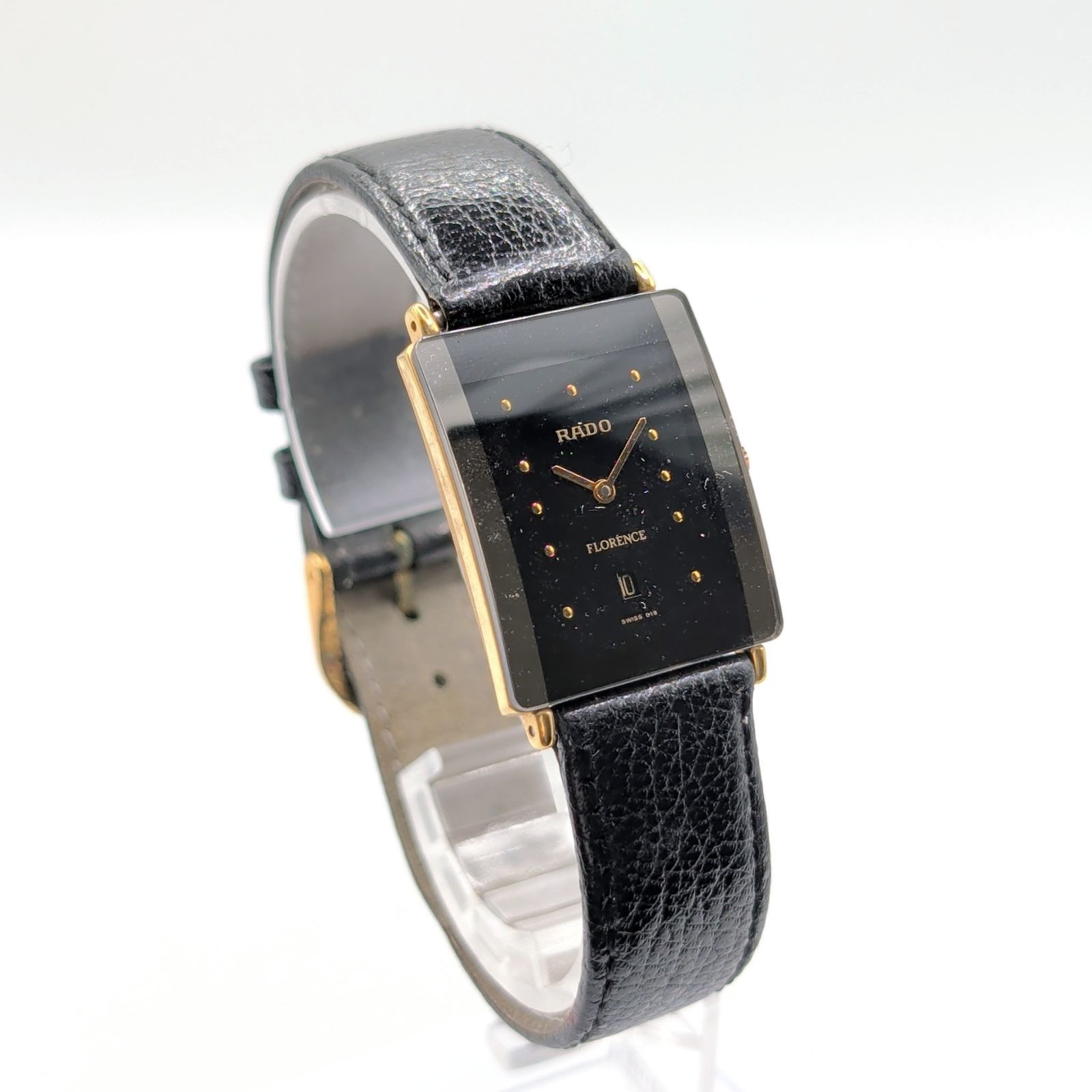 RADO FLORENCE 160.3605.2 Watch QZ Ladies Square Gold Black dial 