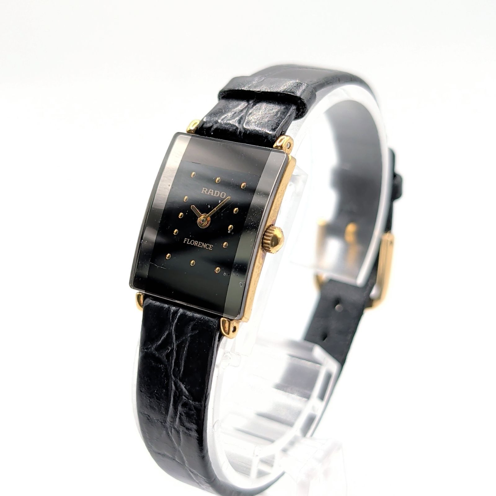 RADO FLORENCE 153.3606.2 N Watch QZ Ladies Square Gold Black dial