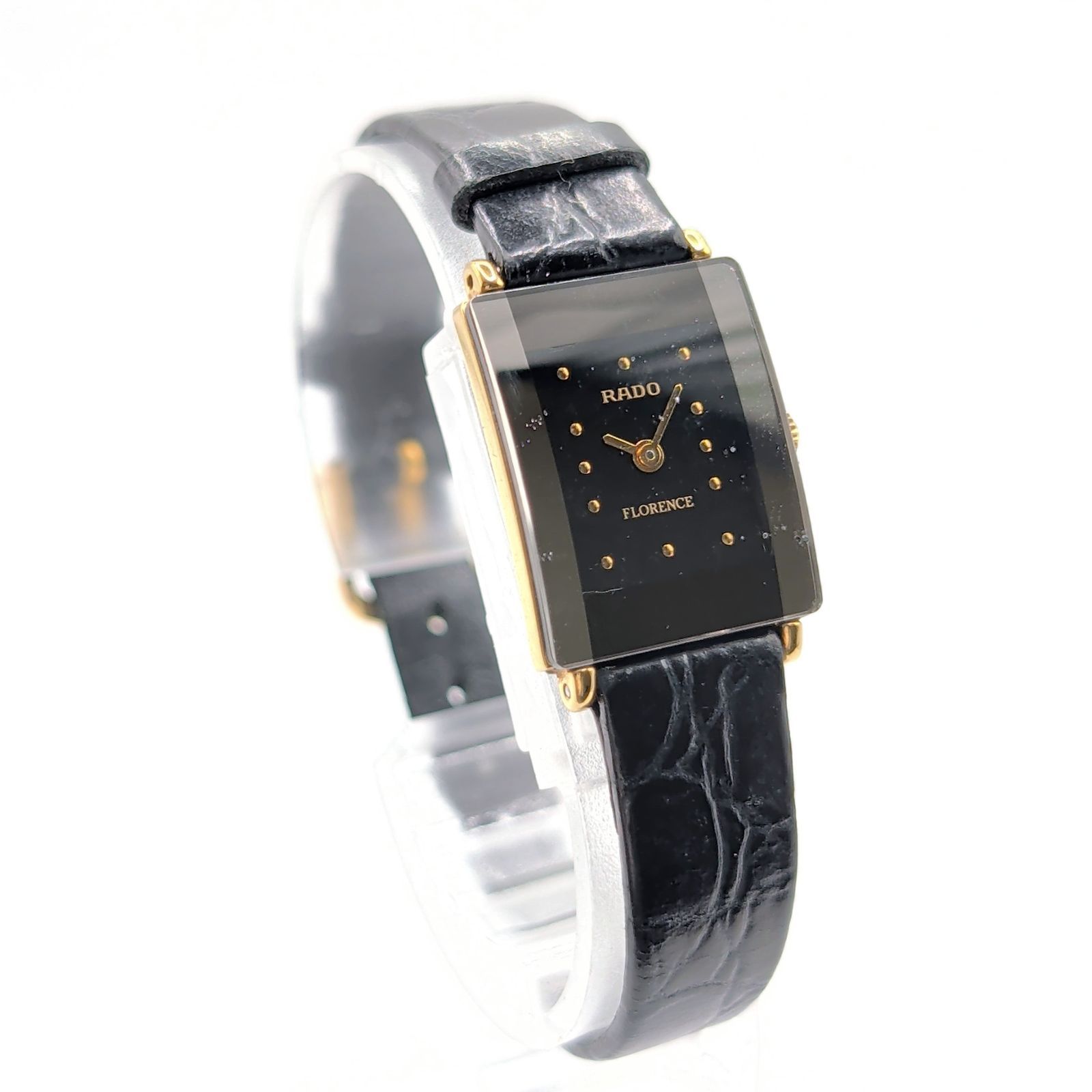 RADO FLORENCE 153.3606.2 N Watch QZ Ladies Square Gold Black dial