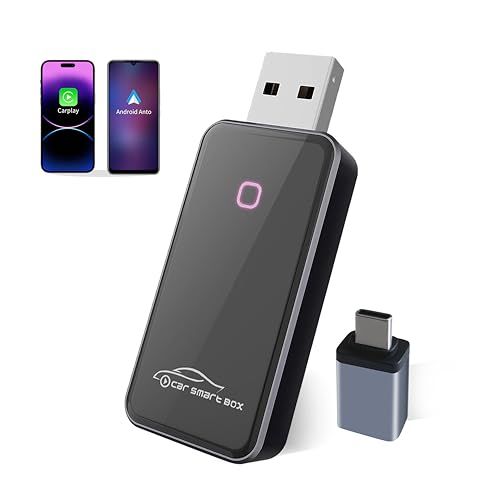 ANTLOD【2 in 1】ワイヤレスCarPlayとAndroid Auto アダプター Mini超薄型 CarPlayワイヤレス化とAndroidAuto ワイヤレス化 有線CarPlay/Android Autoをワイヤレス接続に変換す c74ed449