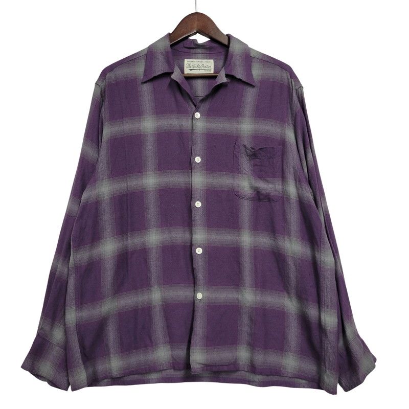 【中古品】 WACKO MARIA ワコマリア RAYON OMBRE CHECK OPEN COLLAR L/S SHIRT レーヨン オンブレチェック オープンカラー 長袖シャツ 【142-260512-as-17-izu】