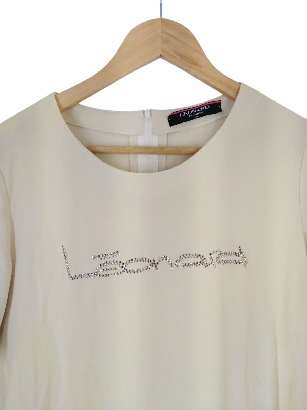 LEONARD  半袖 カットソー  ラインストーン LEONARD FASHION レオナール 半袖カットソー ラインストーンロゴ