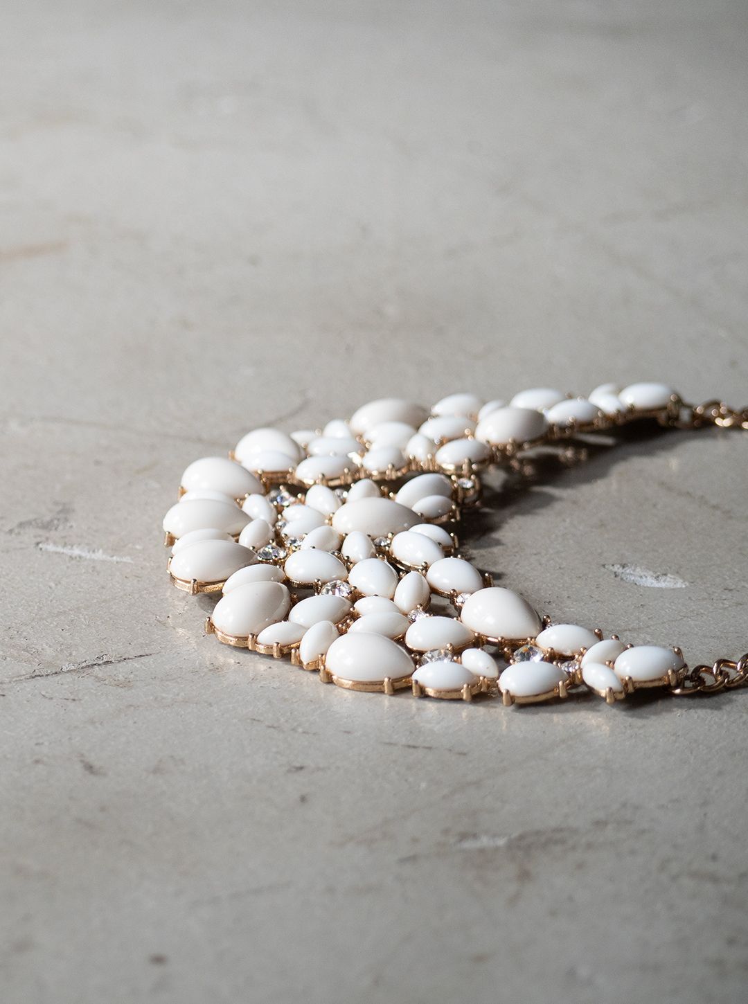 unknown used White beads statement necklace