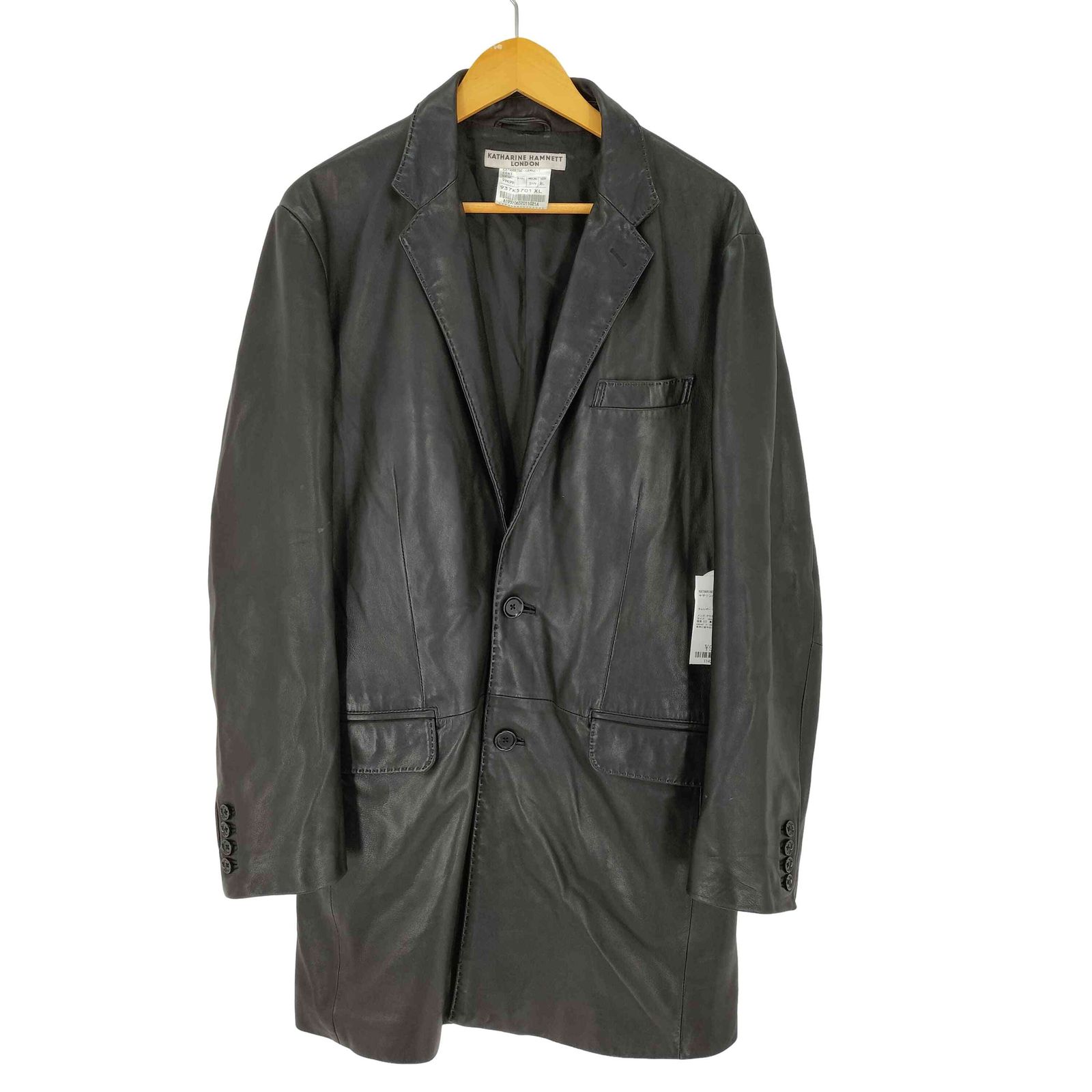 キャサリンハムネットロンドン KATHARINE HAMNETT LONDON ラムレザー ロングコート メンズ import：XL
