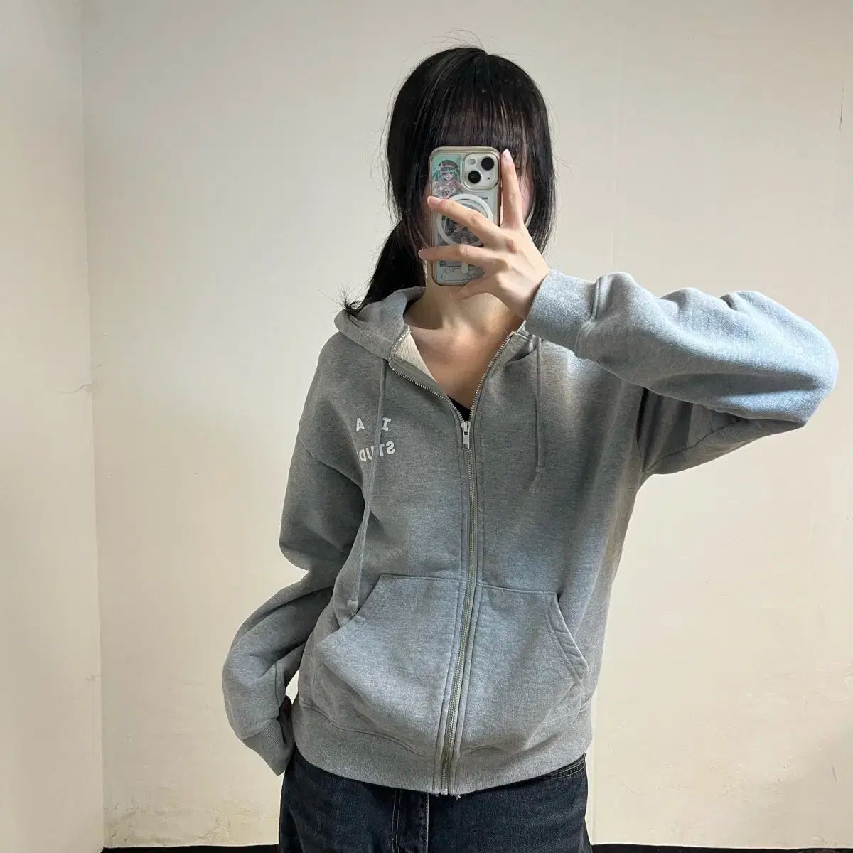 IAB Studio グレー フーディー ジップアップ