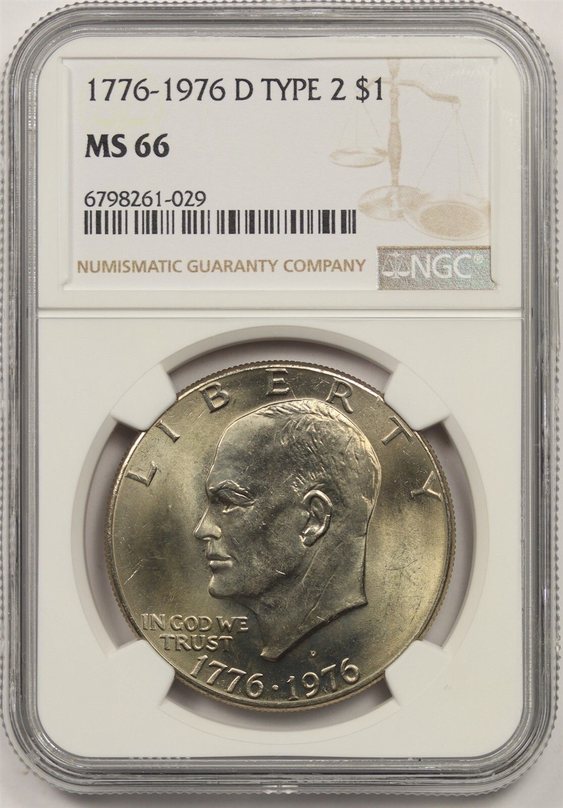 1976-D Type 2 $1 NGC MS 66 Eisenhower IKE Dollar