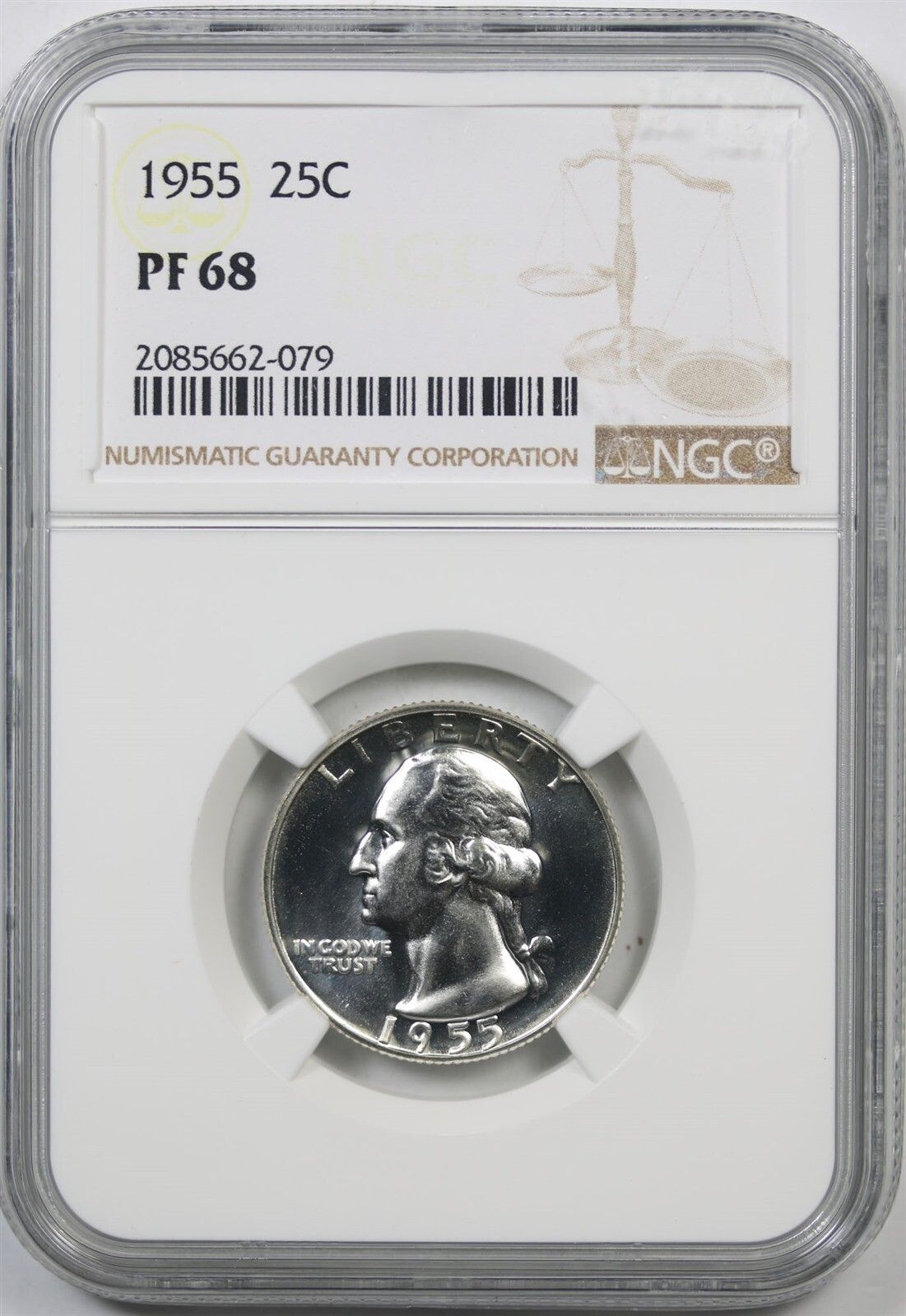 1955 25C NGC Proof PF 68 Washington Quarter