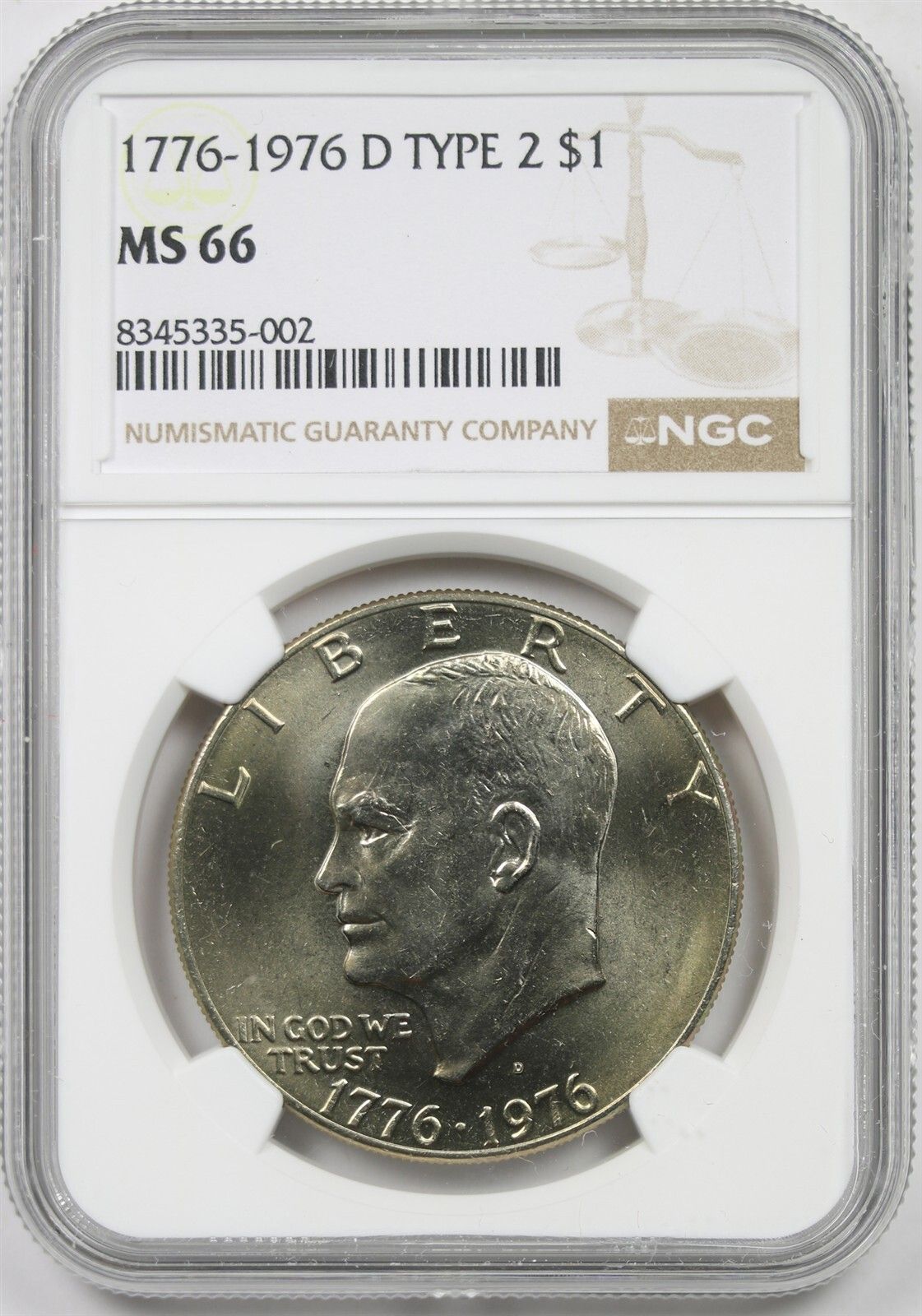 1976-D Type 2 $1 NGC MS 66 Eisenhower IKE Dollar
