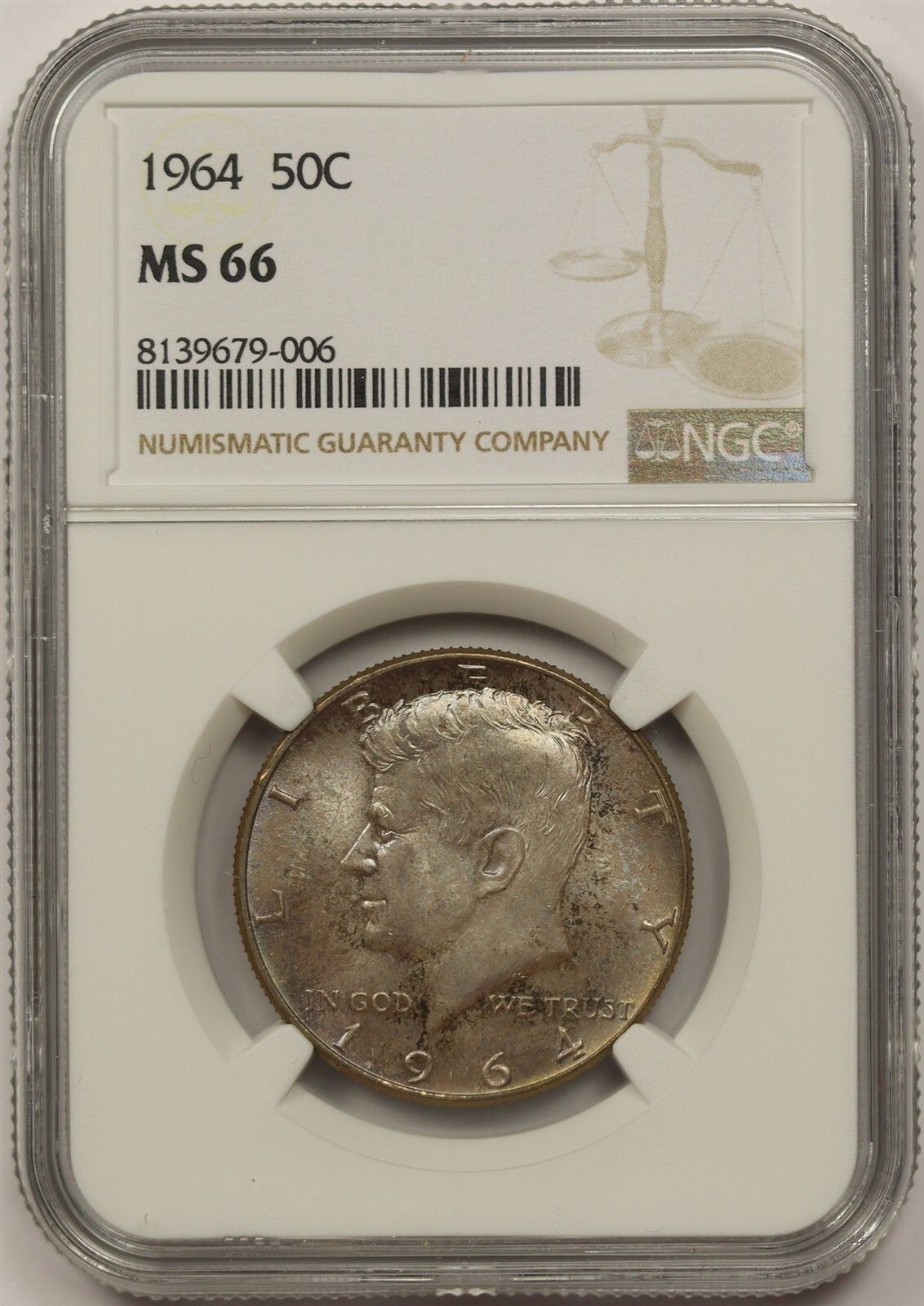 1964 50C NGC MS 66 (Td) Silver Kennedy Half Dollar